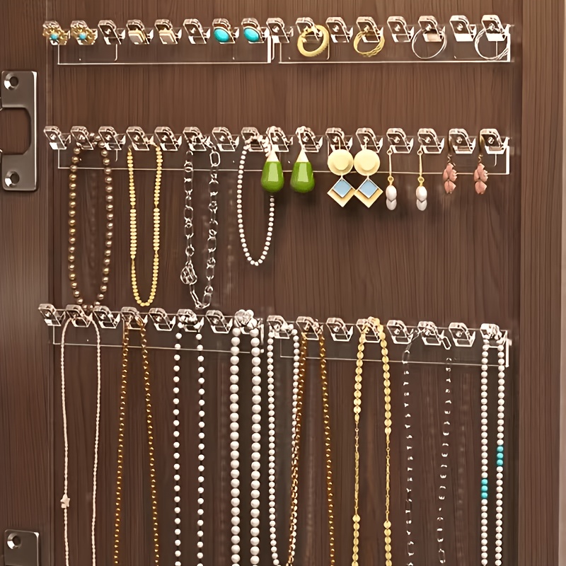 8-Hook Transparent Acrylic Wall-Mounted Jewelry Organizer